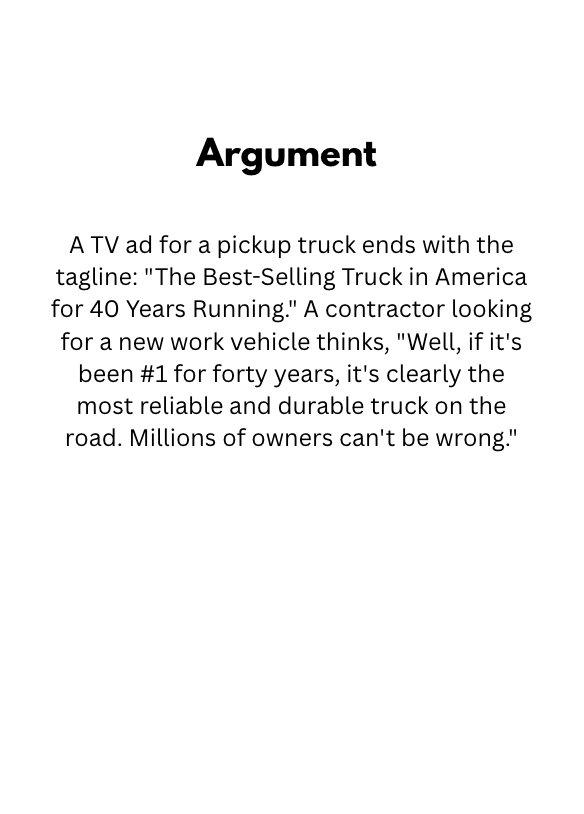 Argument card example
